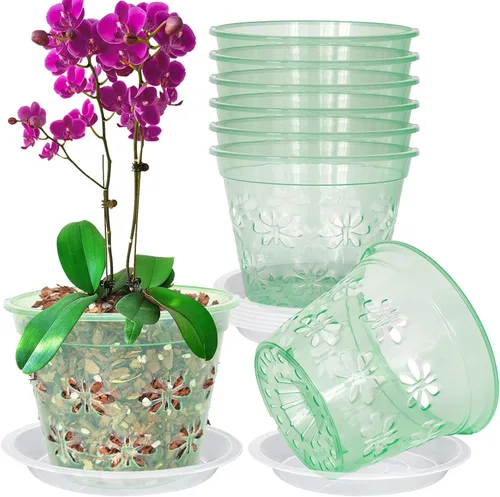 Vista 22 de Macetas transparentes para orquídeas, paquete de 8 unidades, 5 pulgadas