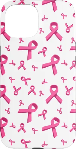 Vista 6 de Funda de soporte para iPhone 17 de mujeres de concientización sobre el cáncer de mama con patrón de cinta rosa