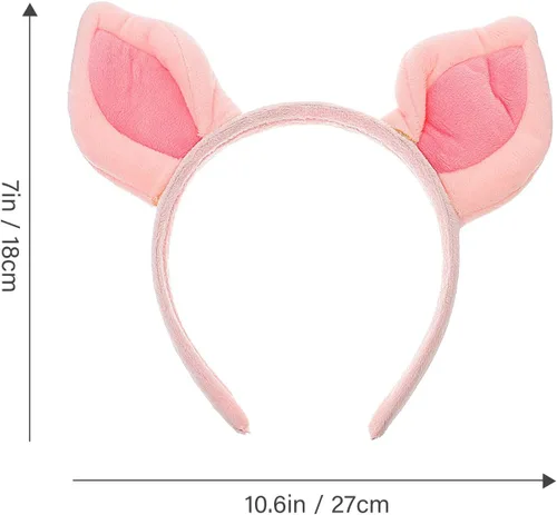 Vista 6 de Beaupretty Diadema con orejas de cerdo para Halloween y cosplay, diadema de animales de felpa para mujeres y niñas, color rosa