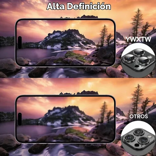 Vista 5 de YWXTW Protector de lente de cámara de vidrio templado para iPhone 14 Pro Max, protección de cobertura completa 3D, tecnología de círculo nocturno