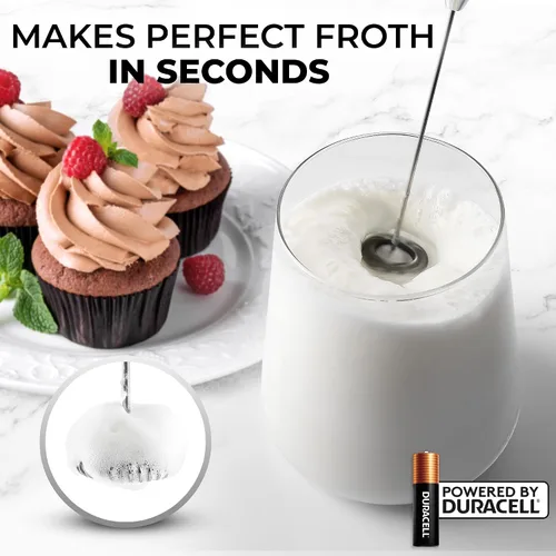 Vista 10 de Zulay Milk Boss Espumador de leche potente manual, hace espuma para latte, batidor para mezclar bebidas, café, miniespumador para capuchino, frappé