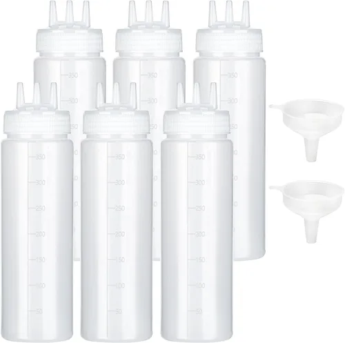 Vista 8 de Botella exprimible de 3 agujeros para salsas, botellas de condimento de plástico exprimibles para dispensadores de salsa de tomate para salsa