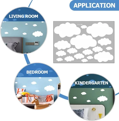 Vista 3 de Nubes blancas para decoración de pared de techo, calcomanías de nubes extraíbles para guardería, dormitorio, sala de estar, calcomanía decorativa
