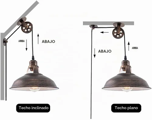 Vista 3 de Lámpara colgante con polea industrial E26, lámpara colgante vintage con interruptor de encendido/apagado de cable de 16.4 pies para mesa de billar