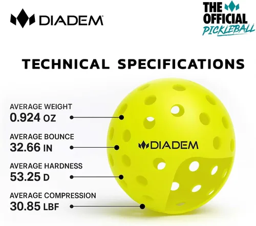 Vista 7 de Diadem - Pelotas de pickleball para exteriores Pelota de torneo aprobada por USAPA - Molde sin costuras de 40 agujeros - Rebote duradero, rápido