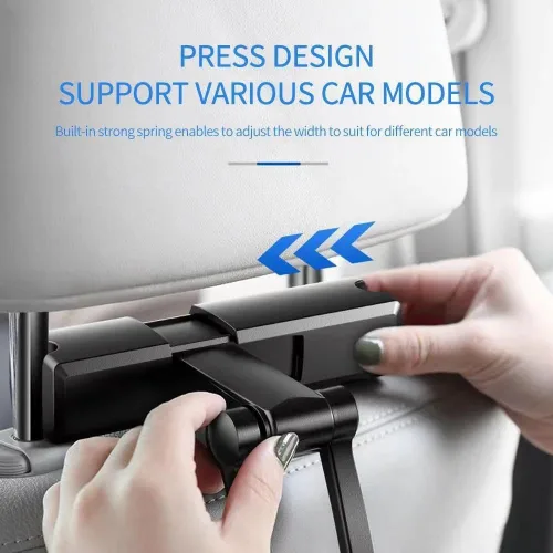 Vista 3 de Soporte universal para teléfono de automóvil de aleación de aluminio, soporte ajustable para tablet estilo asiento trasero, compatible con iPad