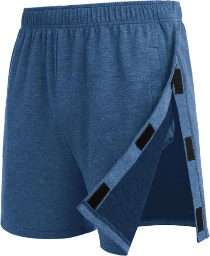 Vista 13 de Deyeek - Pantalones cortos unisex desmontables con cierre de botón, de algodón atlético, para recuperación post cirugía de rodilla, reemplazo
