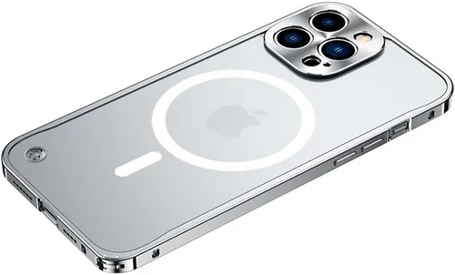Vista 11 de kaitesi Funda magnética para iPhone 14 compatible con MagSafe Metal aleación de aluminio parachoques mate translúcido cubierta trasera con protector