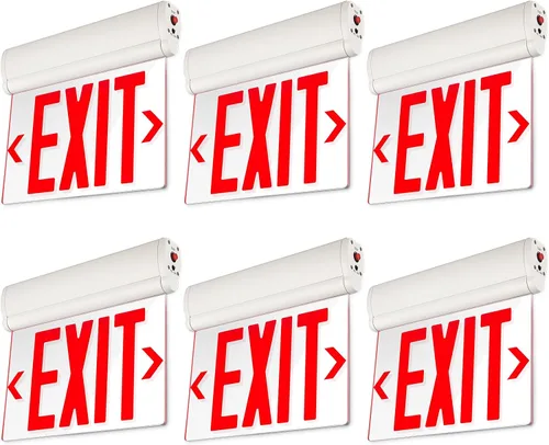 Vista 8 de LEONLITE Señal de salida de emergencia verde, UL 924, señal de salida LED iluminada por borde, luces de salida cableadas con respaldo de batería