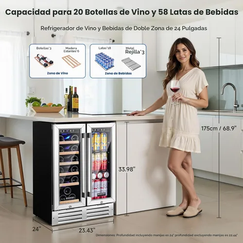 Vista 2 de BODEGA Refrigerador de vino y bebidas de 24 pulgadas, capacidad para 57