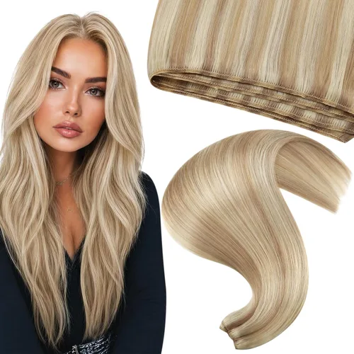 Vista 30 de Moresoo Extensiones de cabello humano real para coser, color negro natural