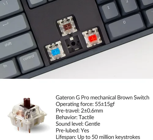 Vista 2 de Keychron Teclado mecánico K10 de tamaño completo RGB intercambiable en caliente para Mac Windows, multitarea con Bluetooth de 104 teclas