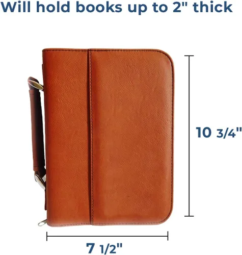 Vista 2 de Funda de libro de piel sintética personalizada con asa y cremallera Funda personalizada para libro/Biblia Grabado láser personalizado