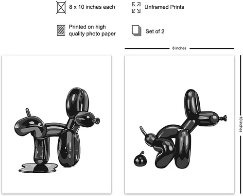 Vista 2 de Decoración Estética de Baño - Juego de Decoración de Medio Baño de Perro Globo - Lindos Juegos de Baño para Niños - Impresión de Baño Negro Y2K
