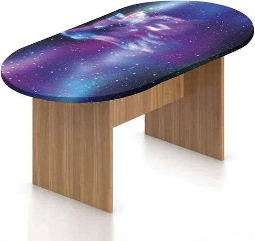 Vista 12 de Mantel ajustable ovalado de poliéster elástico de fantasía, diseño de casa del bosque en musgo, diseño de bosque encantado, se adapta a mesas
