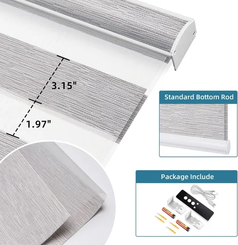 Vista 8 de SmartWings - Persianas motorizadas de cebra con control remoto, persianas de filtrado de luz inteligentes y semitransparentes para ventanas