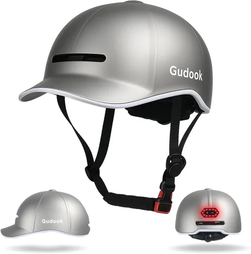 Vista 9 de Casco de Bicicleta para Adultos - Cascos de Bicicleta para Hombres y Mujeres - con Luces Traseras LED - Casco Ajustable Estilo Gorra de Béisbol