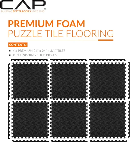 Vista 2 de CAP Puzzle Exercise Mats 3/4” Thick EVA Interlocking Foam Tiles for Home Gym Flooring Multiple Options