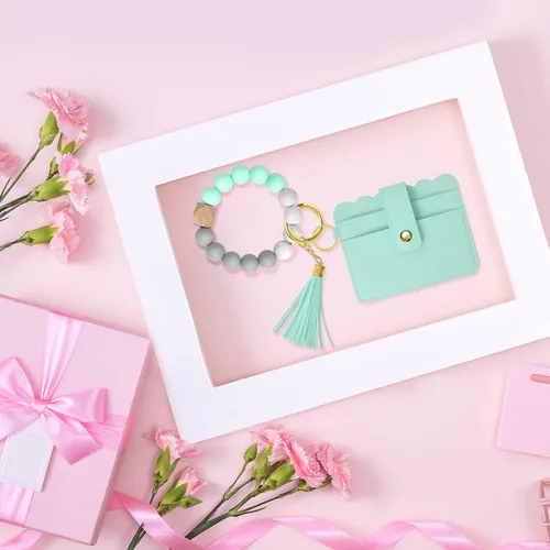 Vista 7 de YUOROS Llavero billetera cartera de pulsera para mujer llavero pulsera tarjetero