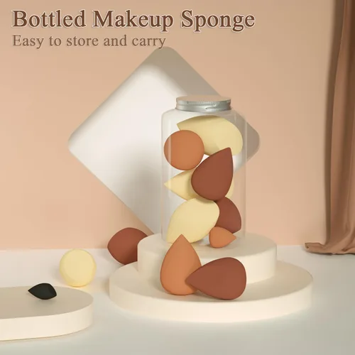 Vista 6 de COSTICA - Juego de esponjas de maquillaje, 8 esponjas de belleza para base, crema y polvo, esponja de belleza multicolor para maquillaje con 2 mini