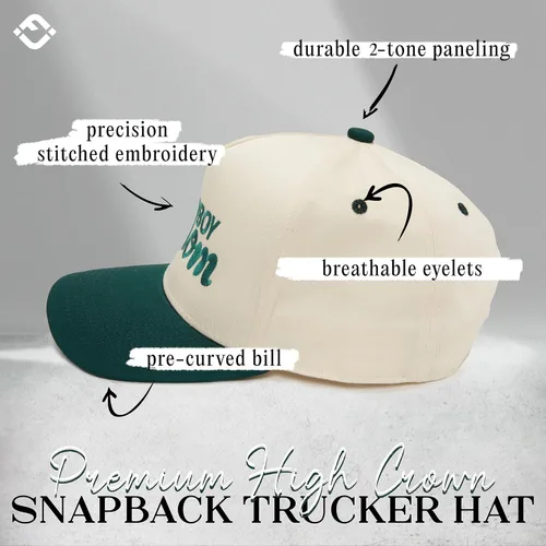 Vista 3 de Funky Junque Gorra Trucker Snapback Boy Mom - Verde/Beige