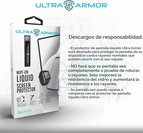 Vista 6 de ULTRA ARMOR Protector de pantalla de vidrio líquido para todos los smartphones, tabletas y relojes, resistente a arañazos y grietas, nanoprotección