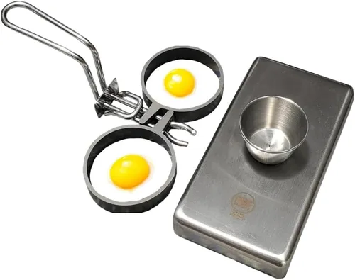 Vista 5 de Rattleware Anillos para huevos de acero inoxidable, grado comercial, cocción uniforme, mango resistente al calor, ideales para freír huevos