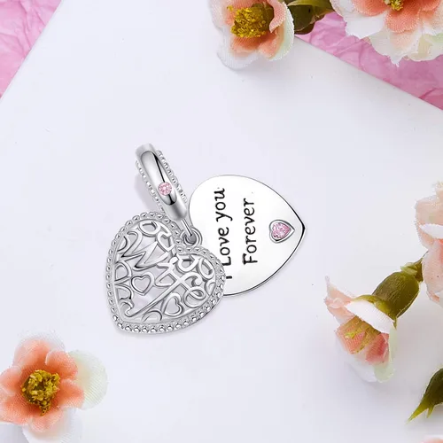 Vista 4 de ASELFAD I Love You Forever Heart Sterling Silver Wife Charms for Bracelets Best Anniversary Christmas Mothers Day Valentines Day Gifts for Wife from