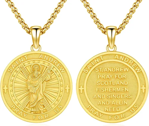 Vista 51 de 925 Sterling Silver Patron Saint Amulet Necklace for Men Women plateado