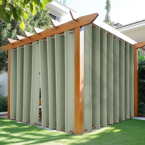 Vista 11 de HDCAXKJ Cortinas impermeables para exteriores para patio con cremallera superior e inferior, cortinas térmicas de privacidad con ojales, 2 paneles