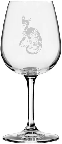 Vista 167 de Copa de vino de 12.75 onzas con temática de gato abisinio grabada para todo uso