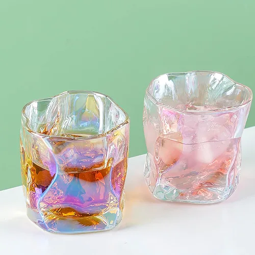 Vista 12 de Juego de 2 vasos de whisky de cristal, vasos de bourbon de diseño irregular, vasos de rocas, vasos de whisky bourbon para beber licor, irlandés