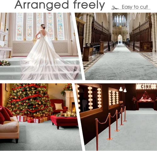 Vista 5 de Alfombra de pasillo negra para fiesta, alfombra de 140GSM 0,79mx4,6m para decoraciones de fiesta, alfombra de pasillo negra para fiesta