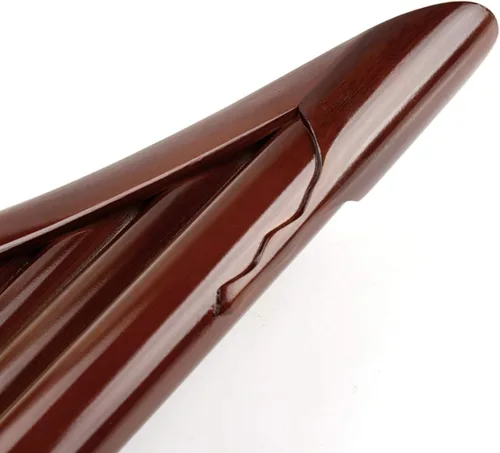 Vista 4 de Flauta de sartén de bambú natural con llave E, instrumento musical tradicional chino, tubos marrones, fáciles de aprender con caja negra