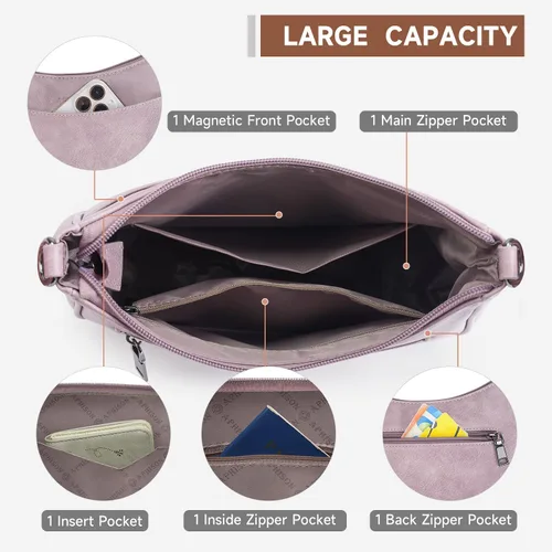 Vista 3 de APHISON Bolso cruzado de cuero moderno con correa ajustable, bolso de hombro para mujer
