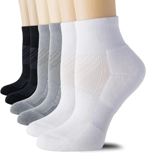 Vista 11 de CS CELERSPORT 6 pares de calcetines tobilleros para correr para mujer, calcetines deportivos acolchados 6 Pair negro