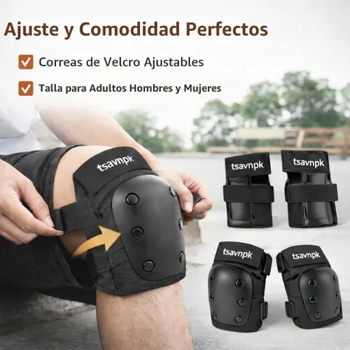Vista 4 de Adult Knee and Elbow Pads Set with Wrist Guards,Protective Gear for Skating