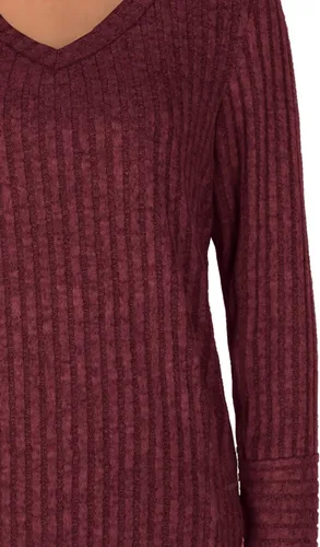 Vista 4 de WIHOLL - Suéter de manga larga, con cuello en V, color liso, a la moda para mujer