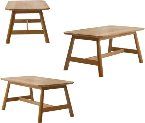 Vista 6 de CIMOTA Mesa auxiliar, mesa central rectangular moderna de mediados de siglo, mesa de té de madera natural maciza para sala de estar, acabado