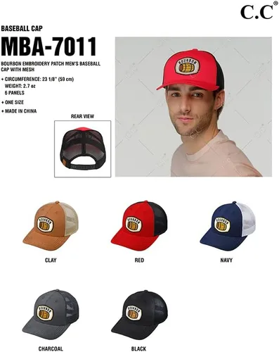 Vista 4 de ScarvesMe Gorra de béisbol unisex con parche bordado Bourbon de malla Tucker