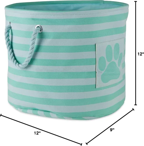 Vista 87 de Bone Dry - Cesta de almacenamiento para mascotas, diseño de parche de pata rayado, aguamarina, rectángulo pequeño