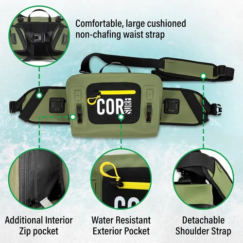 Vista 2 de Riñonera impermeable Riñonera de pesca lumbar sumergible de 8 litros con cremallera hermética Perfecto para pesca con mosca, canotaje, camping