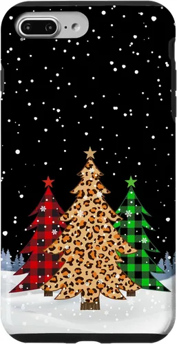 Vista 12 de iPhone 16 Árboles de Navidad con estampado de leopardo y cuadros