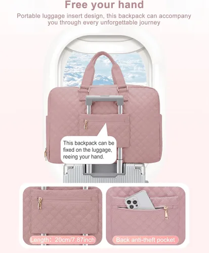 Vista 4 de Bolsa de lona de viaje, bolsa de fin de semana para mujer, R2-pink, Bolsa de viaje