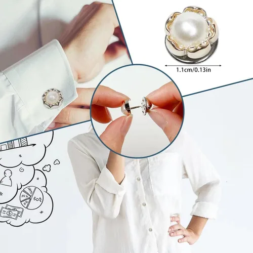 Vista 7 de 36 Pcs Pearl Brooch Pins Sweater Shawl Clip Neckline Safety Pin Faux Rhinestones Brooches for Women Clothing Dress Pants Skirt Waist Decoration
