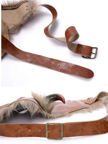 Vista 5 de YAHUIPEIUS Disfraz de armadura de hombro para hombre, armadura de poliuretano ajustable con cuerno, pirata vikingo, gladiador, disfraz de guerrero