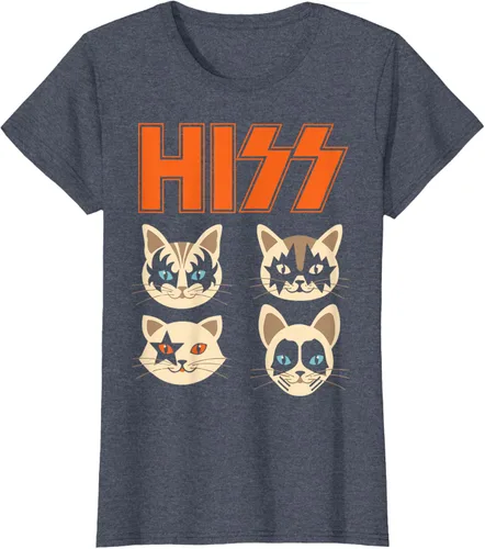 Vista 80 de Camiseta Hiss Funny Cats Kittens Rock Rockin, Negro