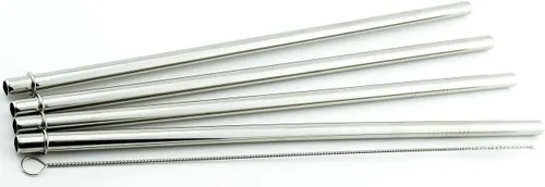 Vista 4 de Paquete de 4 popotes CocoStraw para Bubba Hero de 20 onzas de plata PerfectFIT de acero inoxidable 18/8 con cepillo de limpieza