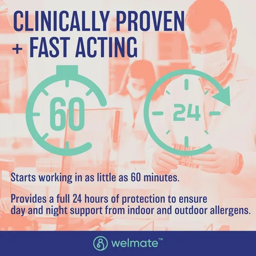 Vista 3 de WELMATE - Dihidrocloruro de levocetirizina 5 mg (180 ct) - Medicina contra la alergia sin somnolencia - 24 horas - Antihistamínico - Píldoras