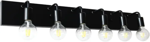 Vista 7 de Lámpara de tocador de baño de 36 pulgadas sobre el espejo, 6 luces, moderna iluminación de pared de granja, color negro